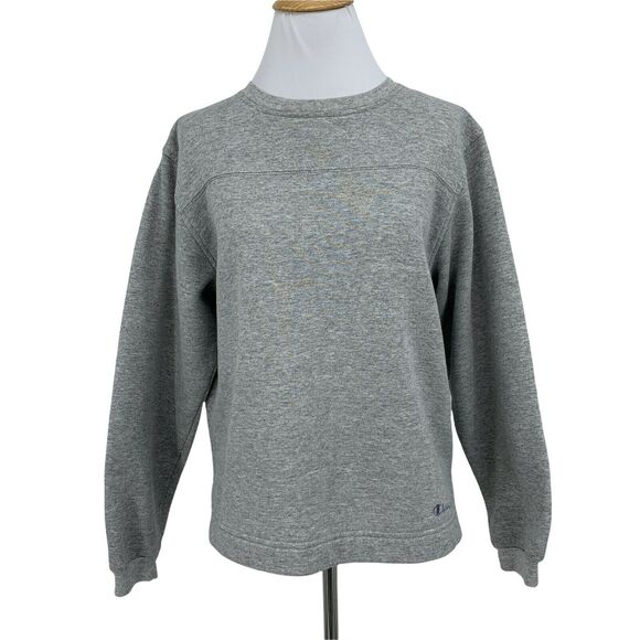 Champion Crop Sweatshirt Women's Size S Gray Crew Neck Fleece Lined 50/50 Blend - Picture 1 of 10